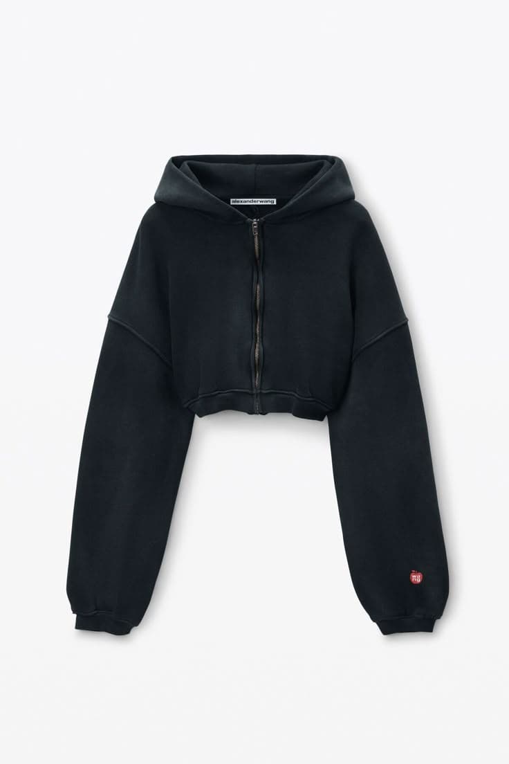 Women's Cropped Noir Hoodie
